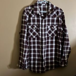Long sleeve flannel snap up shirt l1